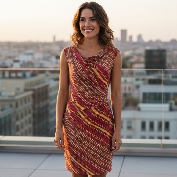 Ralph Lauren Dresses & Skirts - Ralph Lauren Red and Orange Striped Midi Dress size 6